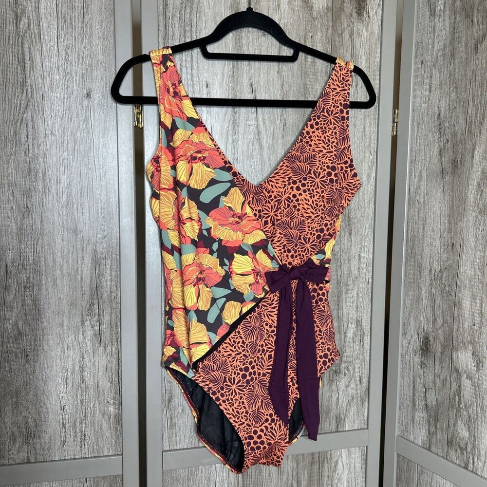 Sundance Vibrant Floral One Piece Swimsuit - Orange and Purple